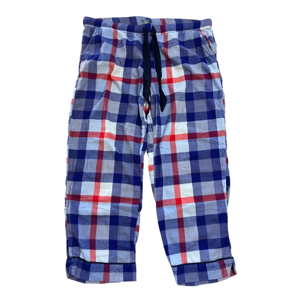 Aerie Real Soft Flannel Sleep Pants Pajama Blue Red Plaid Size XL Short